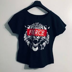 Fierce women’s Shirt tiger graphic short sleeves black.M